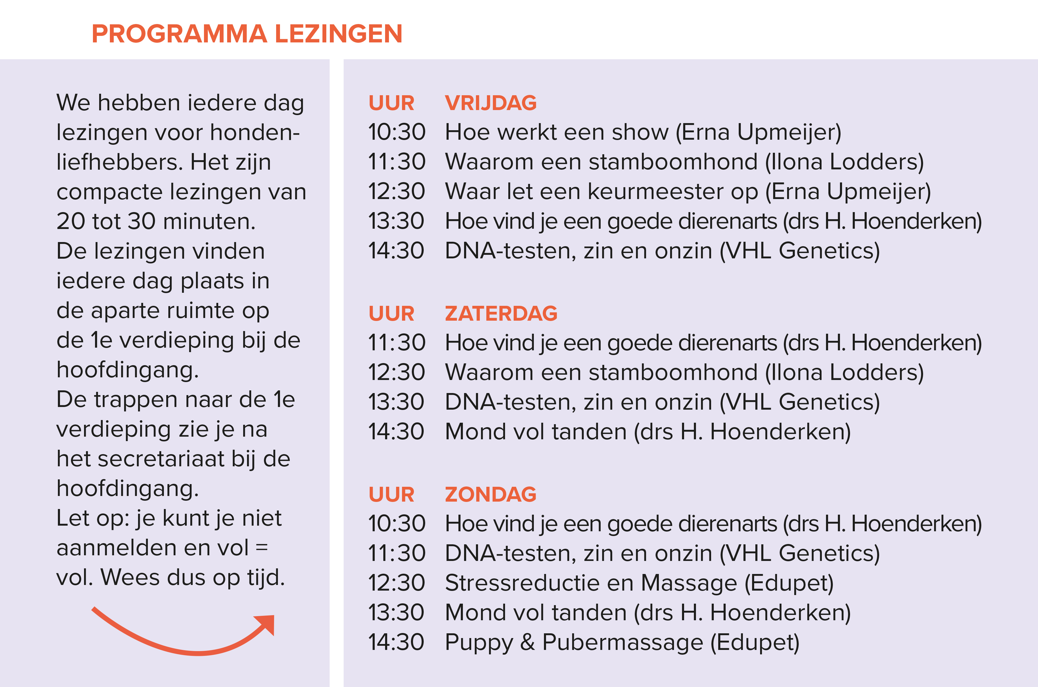 lezingen programma hond event